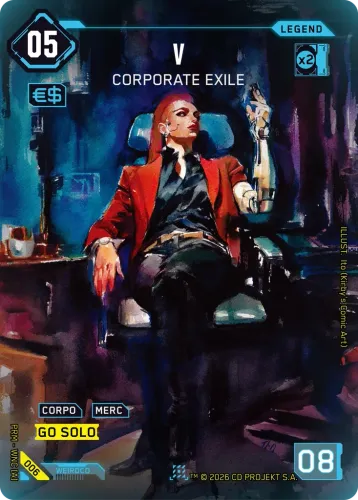 V — Corporate Exile — Cyberpunk TCG card